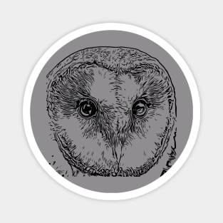 Owl Cute Snowy Comic Style Lineart Magnet